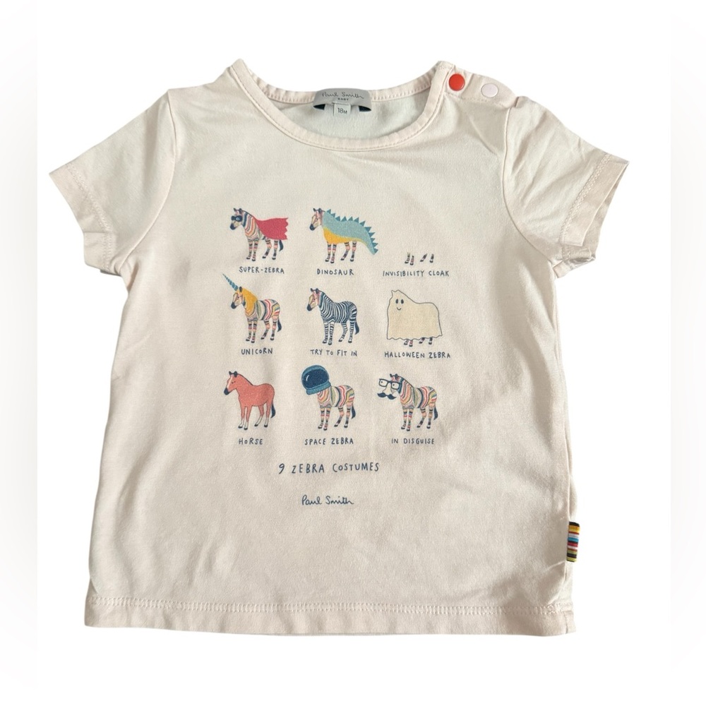 PAUL SMITH BABY Girls Light Pink Zebra Print T-Shirt - Size 18 months